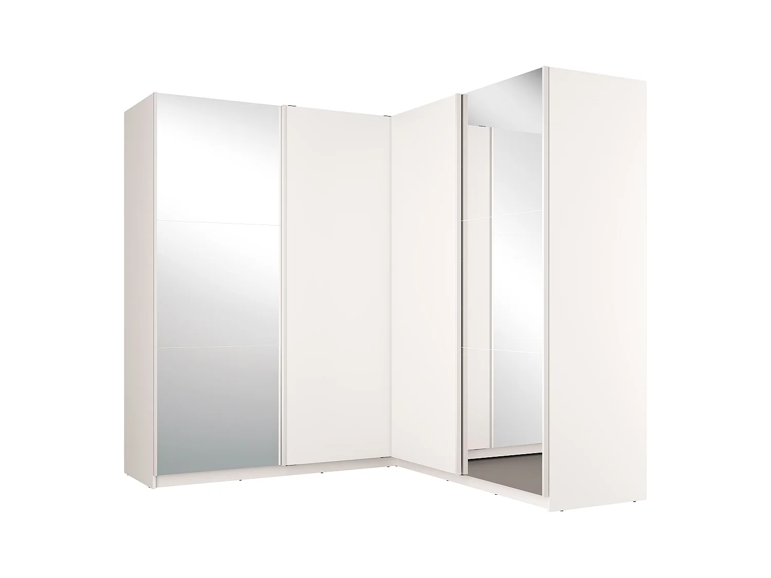 Armario esquinero 4 puertas - Con espejo - An211 cm - Blanco - LEDORMA