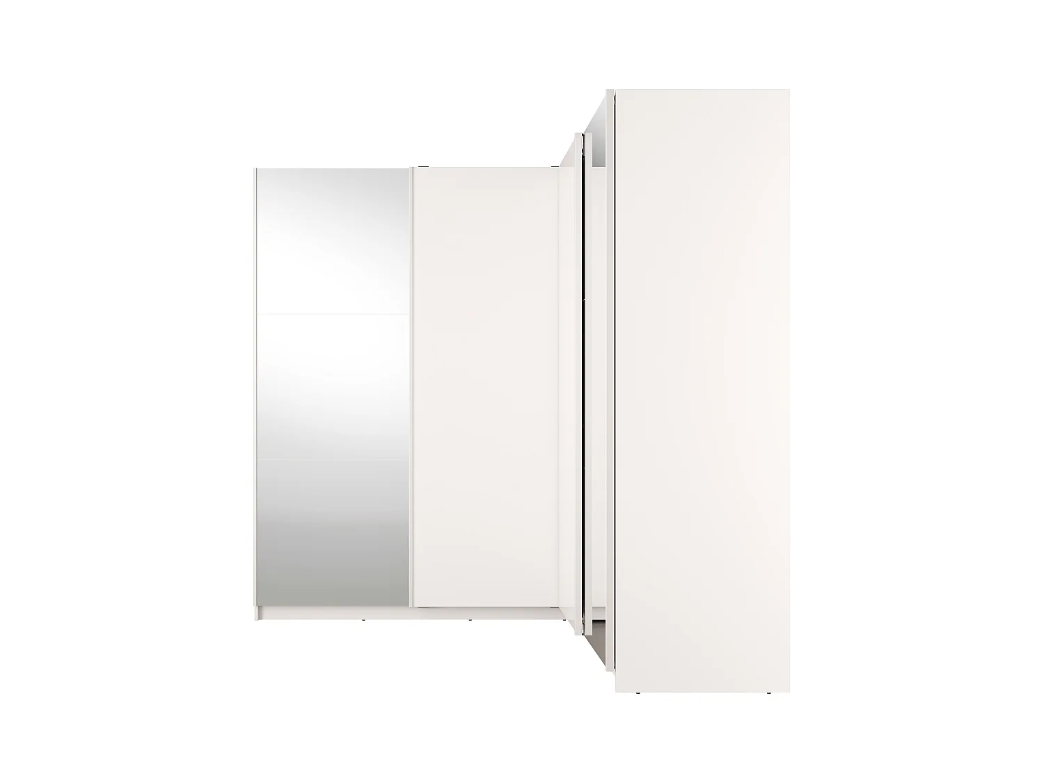 Armario esquinero 4 puertas - Con espejo - An211 cm - Blanco - LEDORMA