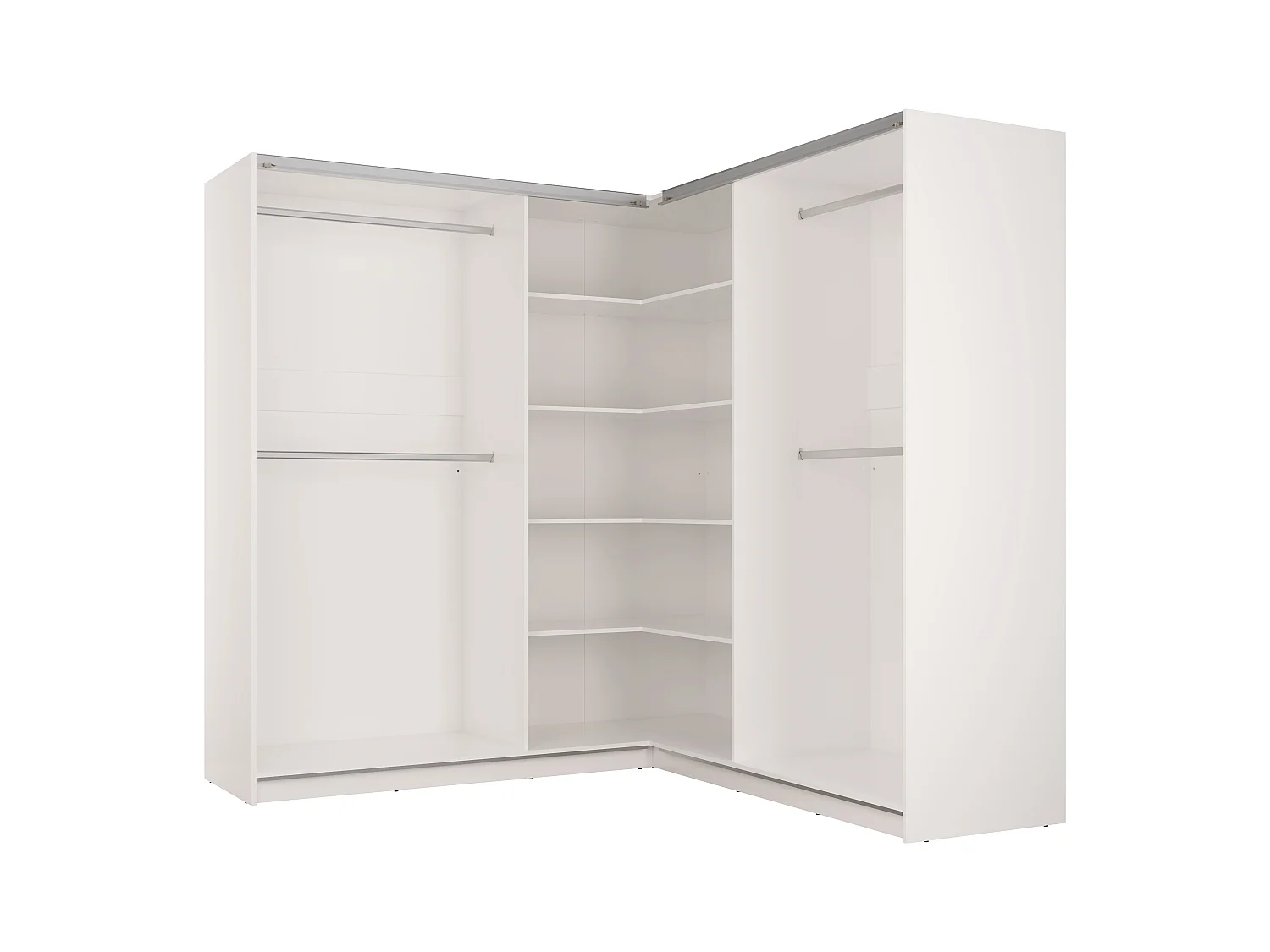 Armario esquinero 4 puertas - Con espejo - An211 cm - Blanco - LEDORMA