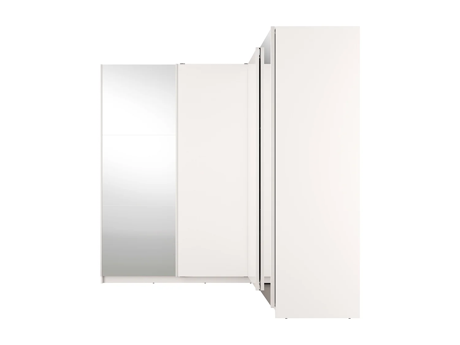 Armoire d'angle 4 portes - Avec miroir - L211 cm - Blanc - LEDORMA