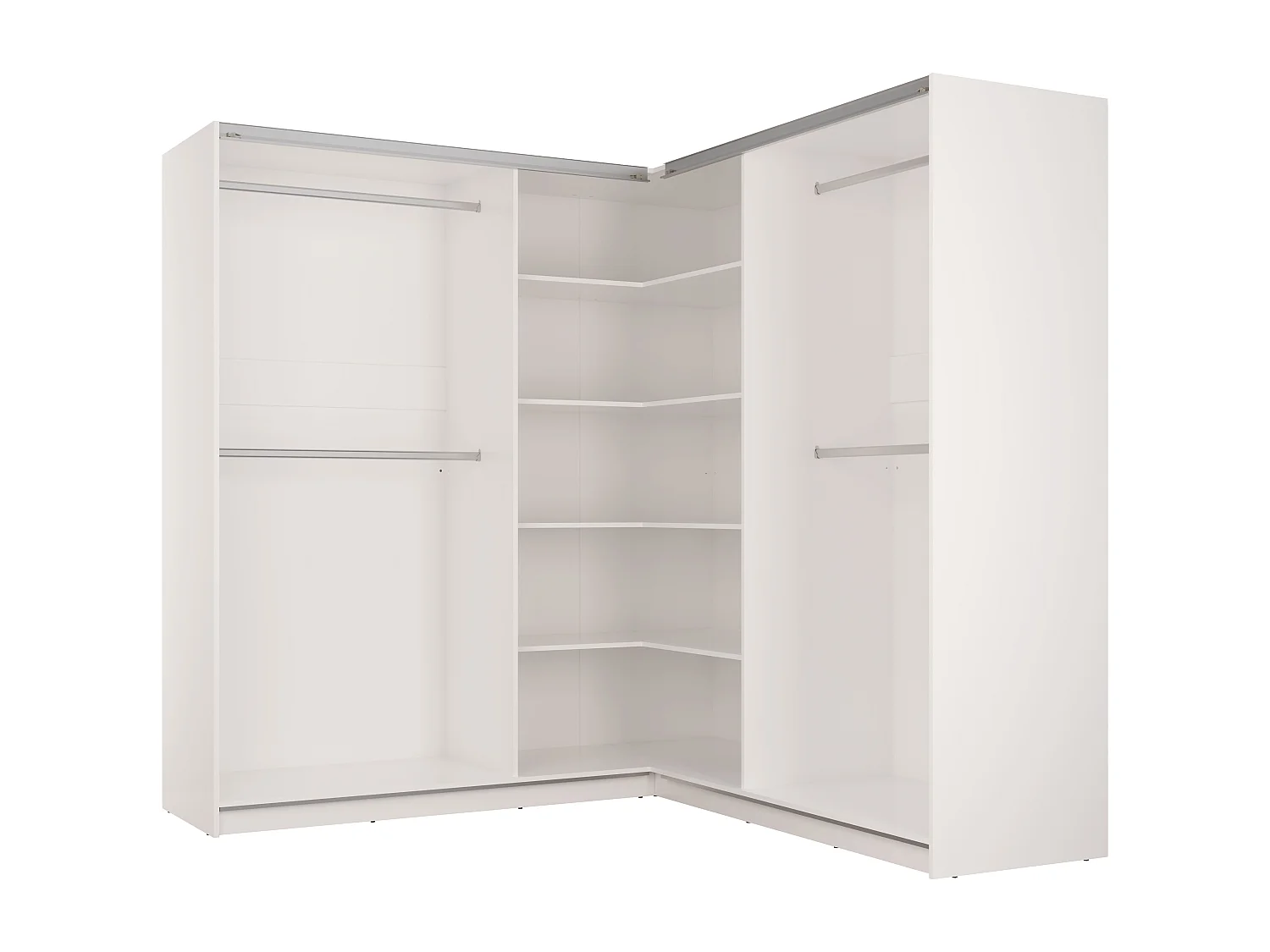 Armoire d'angle 4 portes - Avec miroir - L211 cm - Blanc - LEDORMA