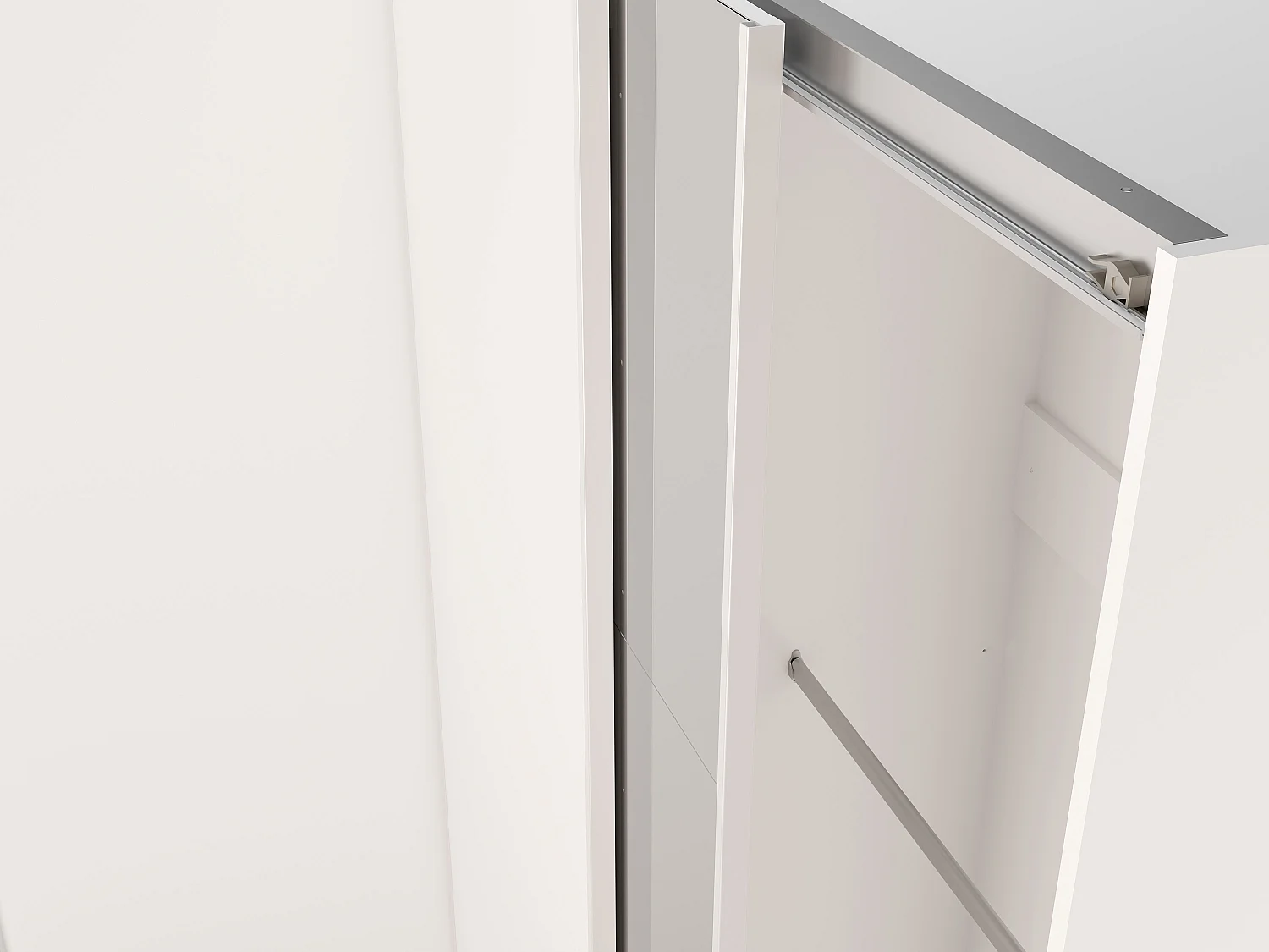 Armoire d'angle 4 portes - Avec miroir - L211 cm - Blanc - LEDORMA