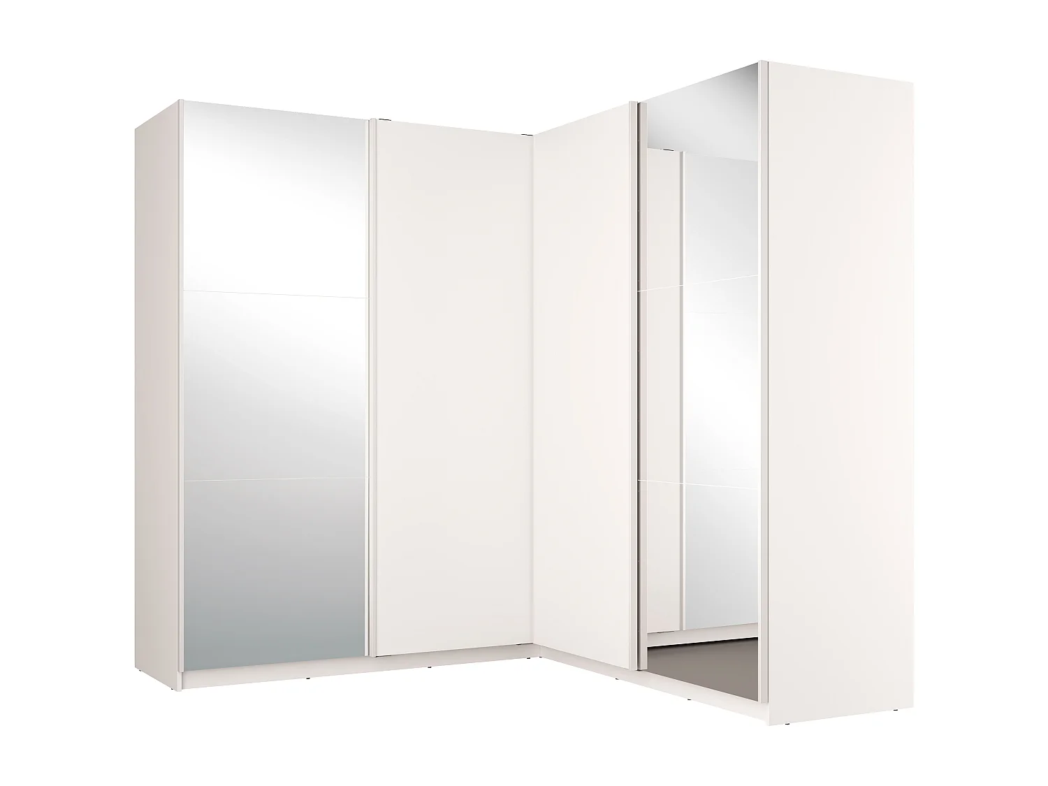 Armoire d'angle 4 portes - Avec miroir - L211 cm - Blanc - LEDORMA
