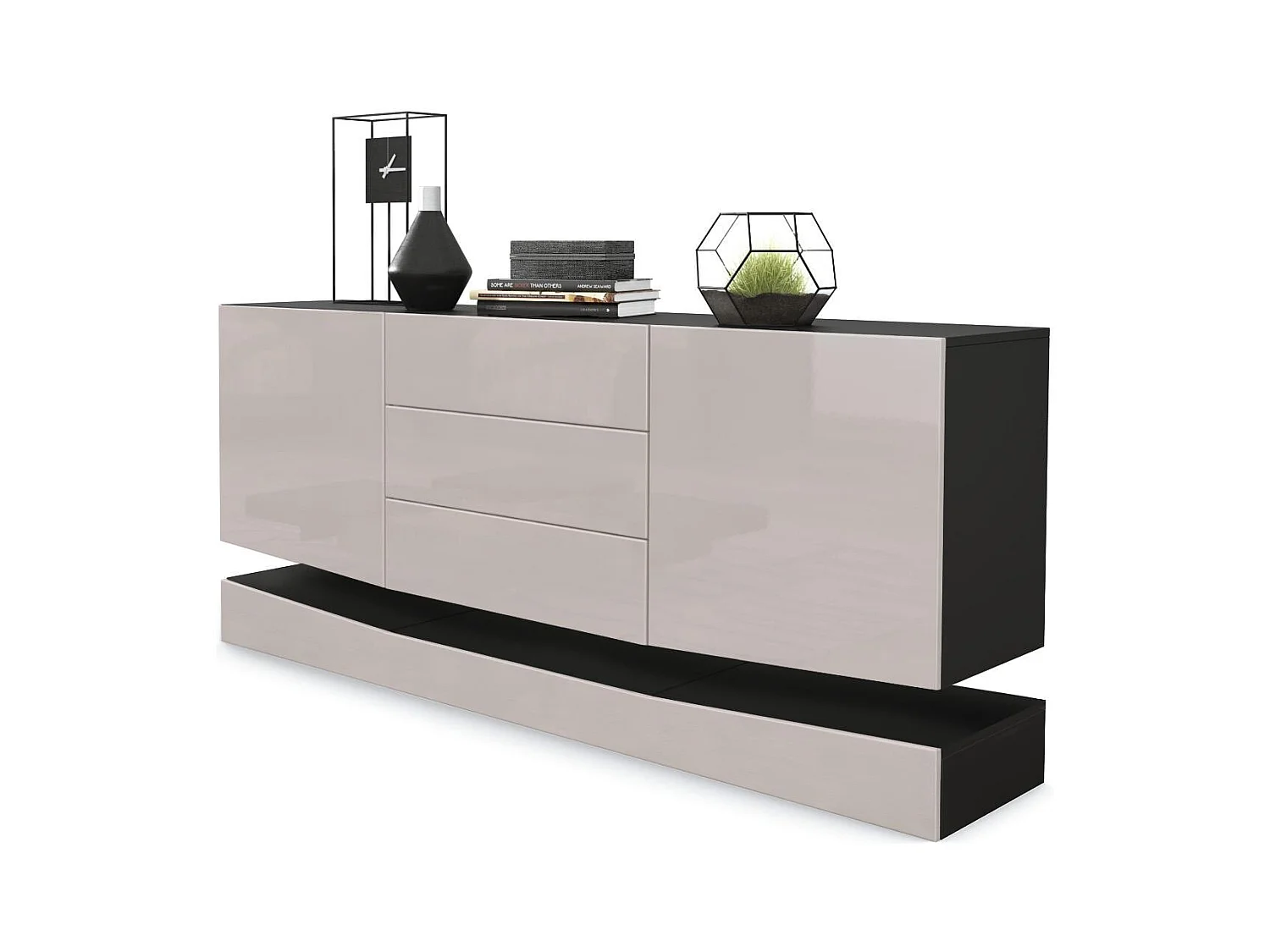 SIDEBOARD City Fronten in Sandgrau Hochglanz