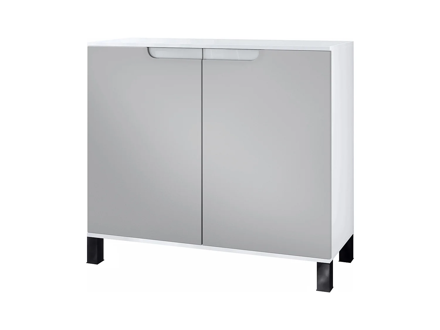 Commode Sylt V3, Buffet de Cuisine Moderne avec 2 Grandes Portes blanc mat / gris clair satiné mat (92,5 x 84.5 x 35)