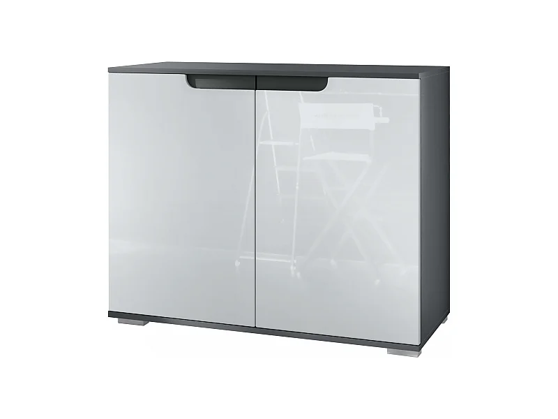 Commode Sylt V3, Buffet de Cuisine Moderne avec 2 Grandes Portes anthracite mat / blanc haute brillance (92,5 x 75.5 x 35)