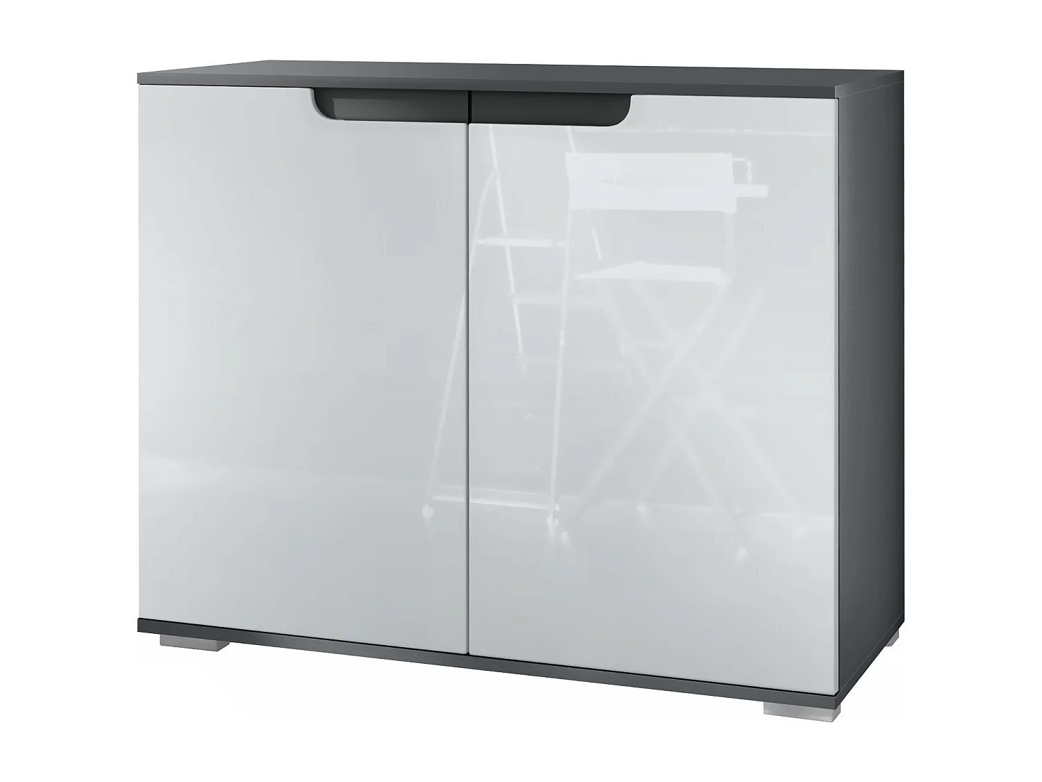 Commode Sylt V3, Buffet de Cuisine Moderne avec 2 Grandes Portes anthracite mat / blanc haute brillance (92,5 x 75.5 x 35)