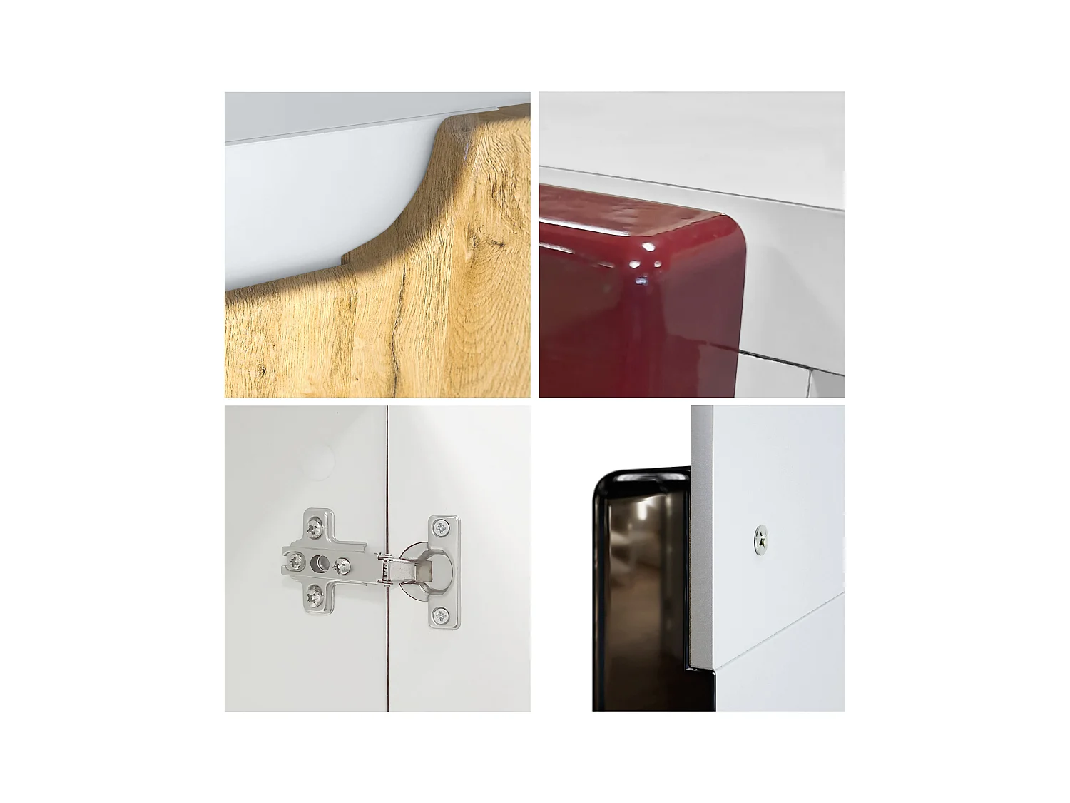 Commode Sylt V3, Buffet de Cuisine Moderne avec 2 Grandes Portes blanc mat / bordeaux haute brillance (92,5 x 83.5 x 35)