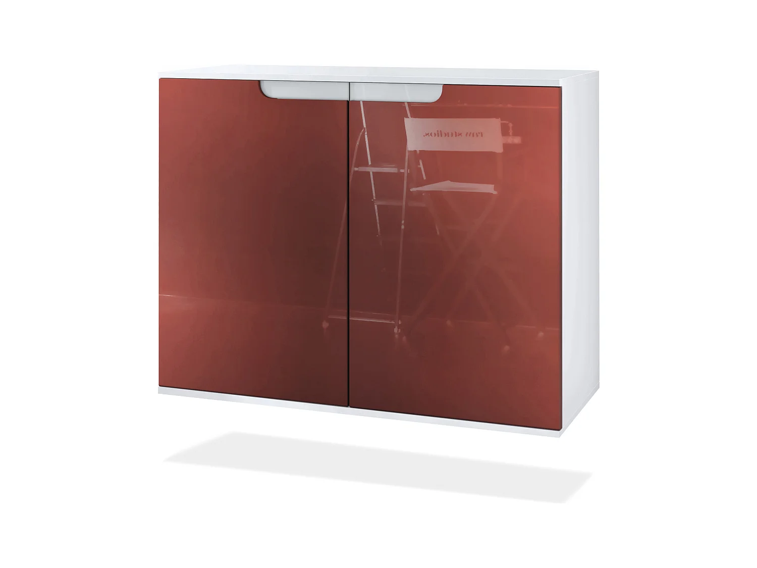 Commode Sylt V3, Buffet de Cuisine Moderne avec 2 Grandes Portes blanc mat / bordeaux haute brillance (92,5 x 73.5 x 35)