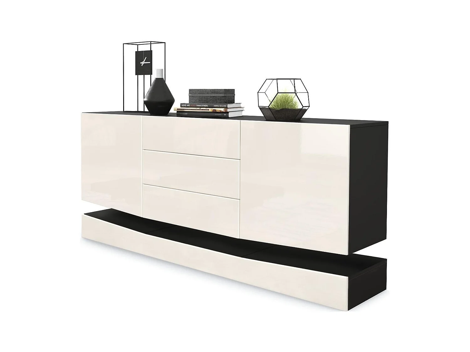 SIDEBOARD City Fronten in Creme Hochglanz