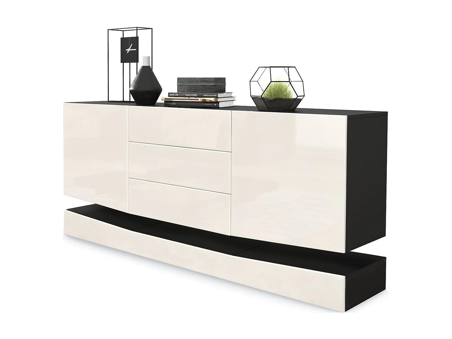 SIDEBOARD City Fronten in Creme Hochglanz