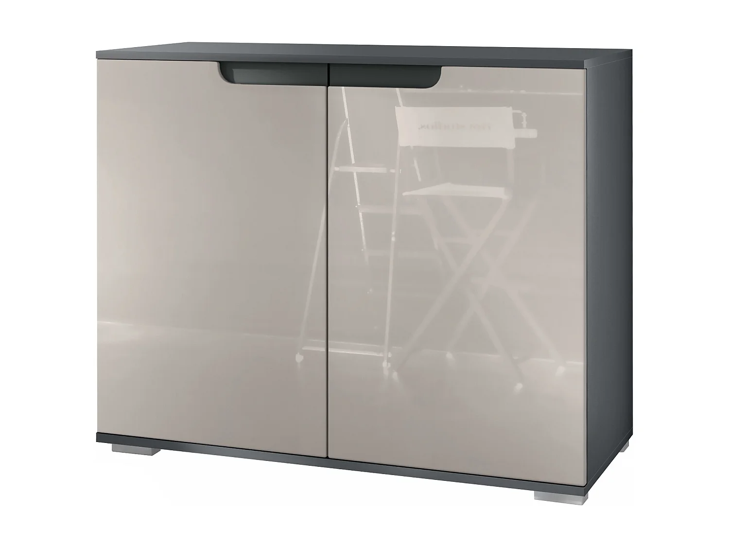 Commode Sylt V3, Buffet de Cuisine Moderne avec 2 Grandes Portes anthracite mat / gris sable haute brillance (92,5 x 75.5 x 35)