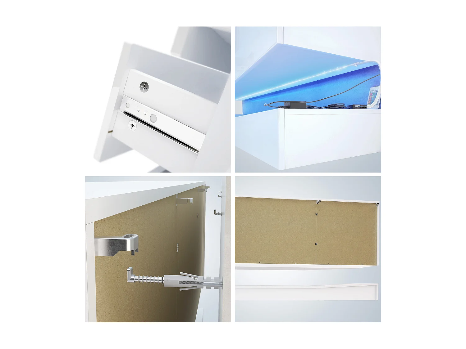 Vladon Sideboard City, nero opaco/bianco lucido incl. LED - Cassettiera moderna per la zona giorno (178 x 72 x 38 cm)