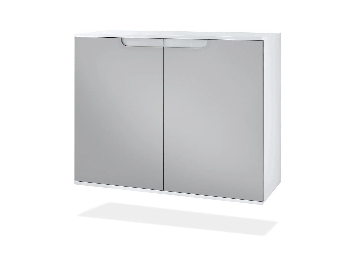 Commode Sylt V3, Buffet de Cuisine Moderne avec 2 Grandes Portes blanc mat / gris clair satiné mat (92,5 x 73.5 x 35)