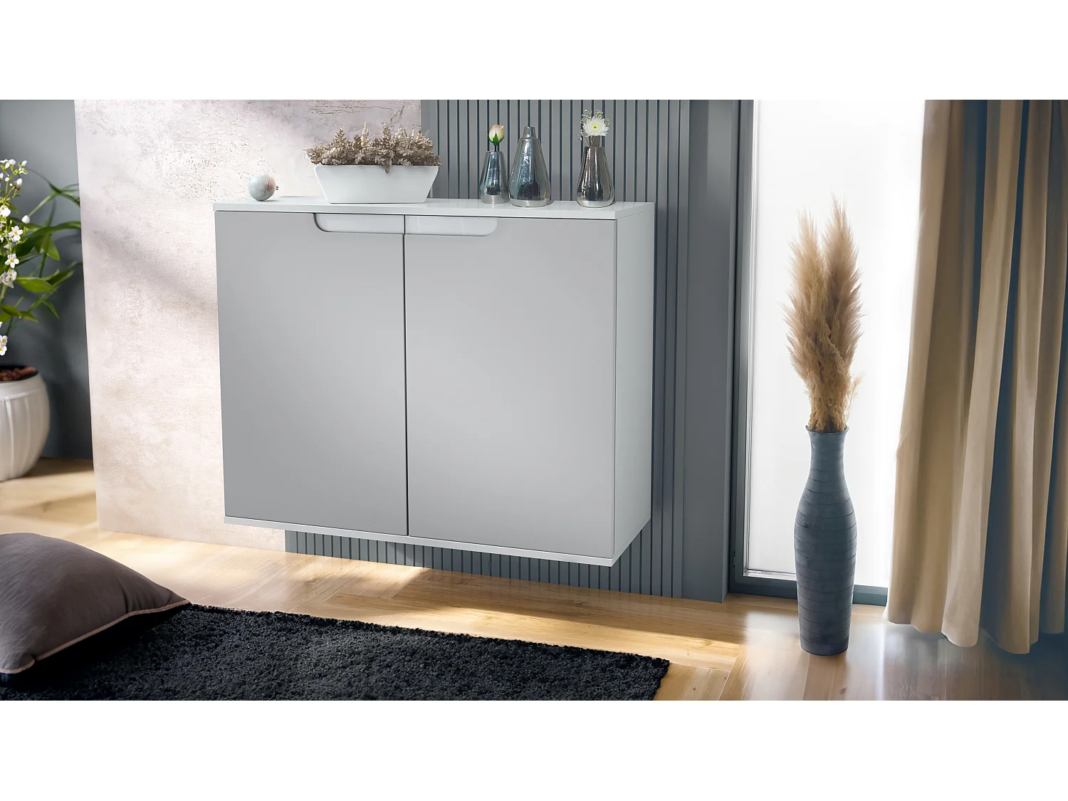 KOMMODE Sylt Hellgrau Seidenmatt