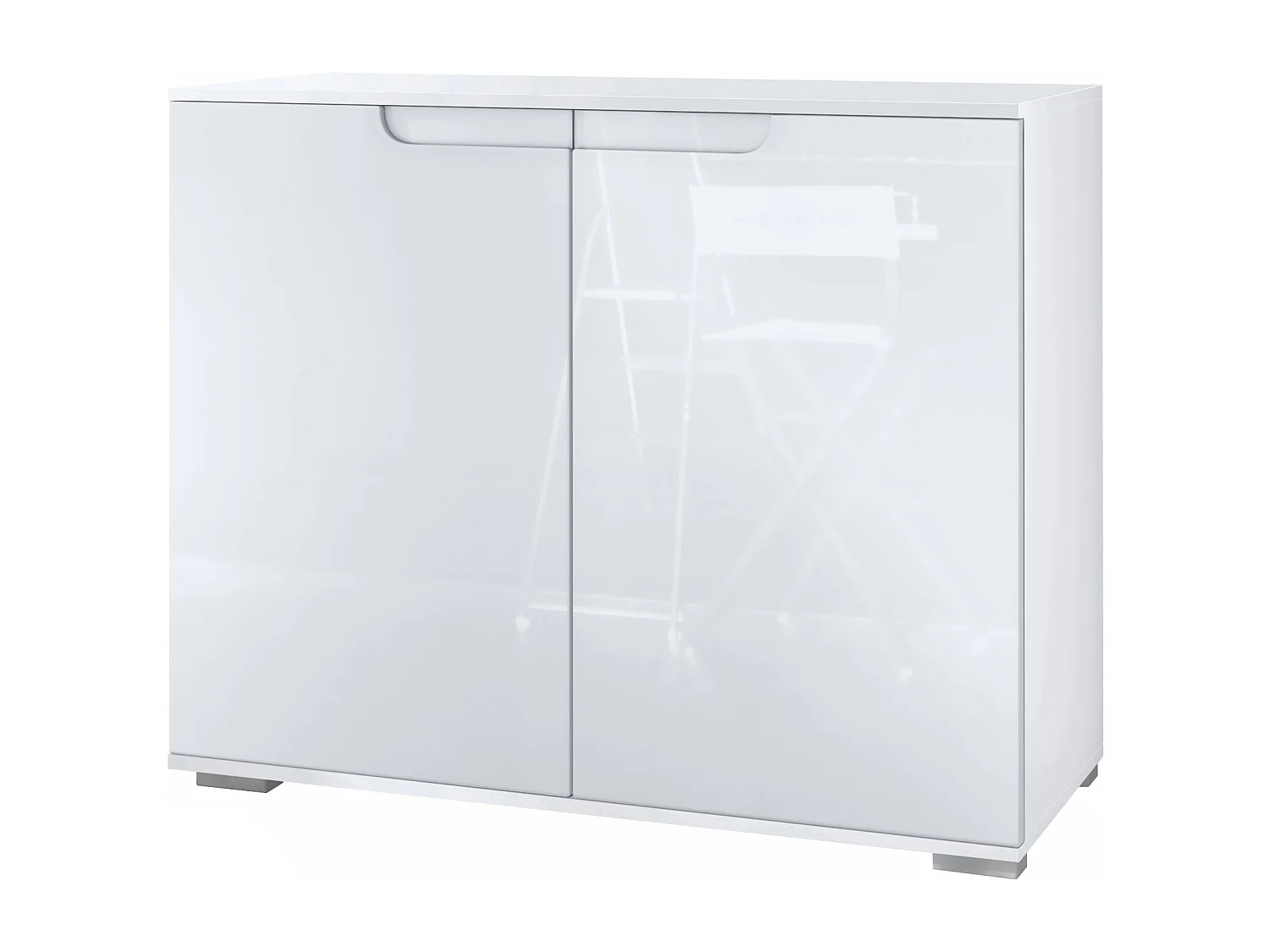 Aparador Sylt V3, Armario de Cocina Moderno con 2 Puertas Grandes blanco mate / blanco de alto brillo (92,5 x 75.5 x 35)