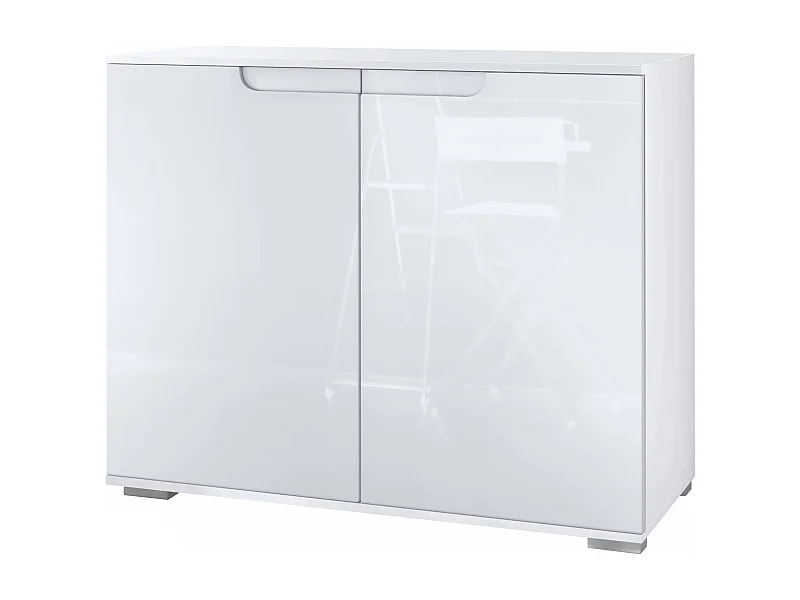 Commode Sylt V3, Buffet de Cuisine Moderne avec 2 Grandes Portes blanc mat / blanc haute brillance (92,5 x 75.5 x 35)