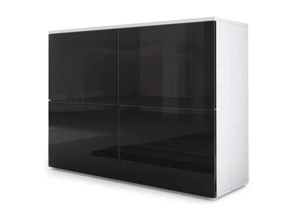 Madia  Rova, mobile a 4 ante, bianco opaco/nero lucido/nero lucido (92 x 72 x 35 cm)
