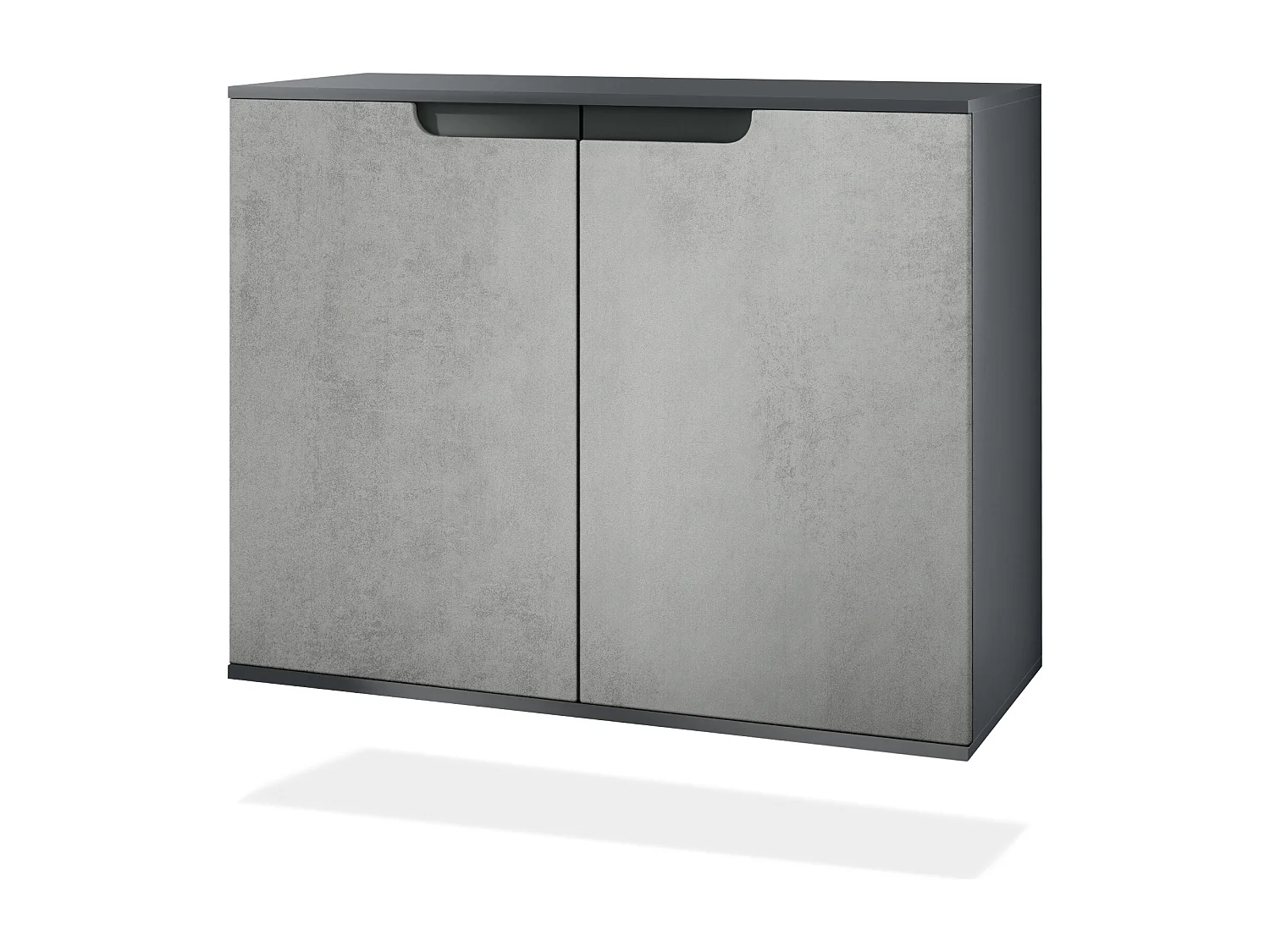 Commode Sylt V3, Buffet de Cuisine Moderne avec 2 Grandes Portes anthracite mat / aspect béton oxyde (92,5 x 73.5 x 35)