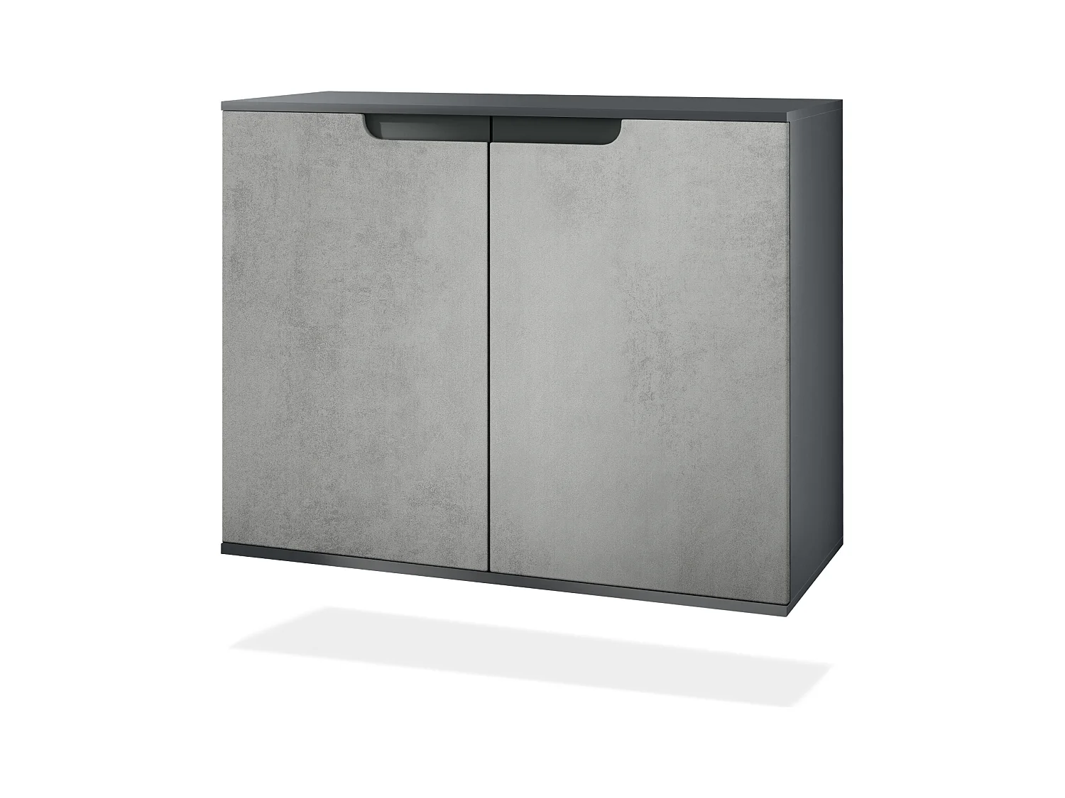 Aparador Sylt V3, Armario de Cocina Moderno con 2 Puertas Grandes antracita mate / hormigón oxidado (92,5 x 73.5 x 35)