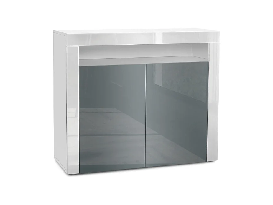 KOMMODE Valencia Grau Hochglanz / Weiß Hochglanz