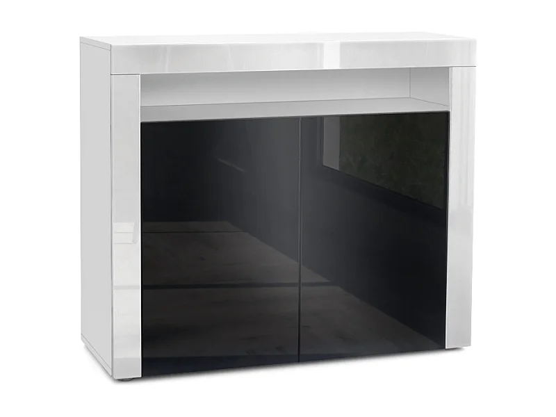 KOMMODE Valencia Schwarz Hochglanz / Weiß Hochglanz