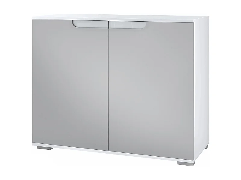 Commode Sylt V3, Buffet de Cuisine Moderne avec 2 Grandes Portes blanc mat / gris clair satiné mat (92,5 x 75.5 x 35)