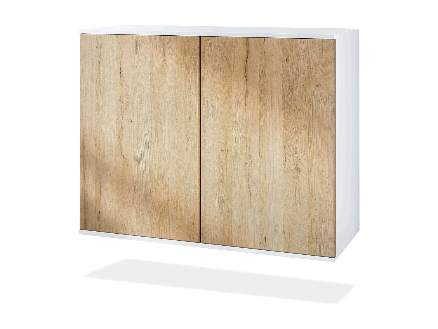 Credenza Skadu V3, Mobile da Cucina Moderno con 2 Grandi Ante bianco opaco / rovere naturale (92,5 x 73.5 x 35)