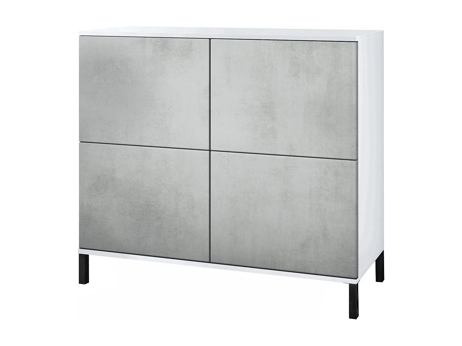 Credenza Rova V3 – Mobile da cucina moderno con 4 ante Push-to-Open bianco opaco / ottica cermento ossido (92,5 x 83.5 x 35)