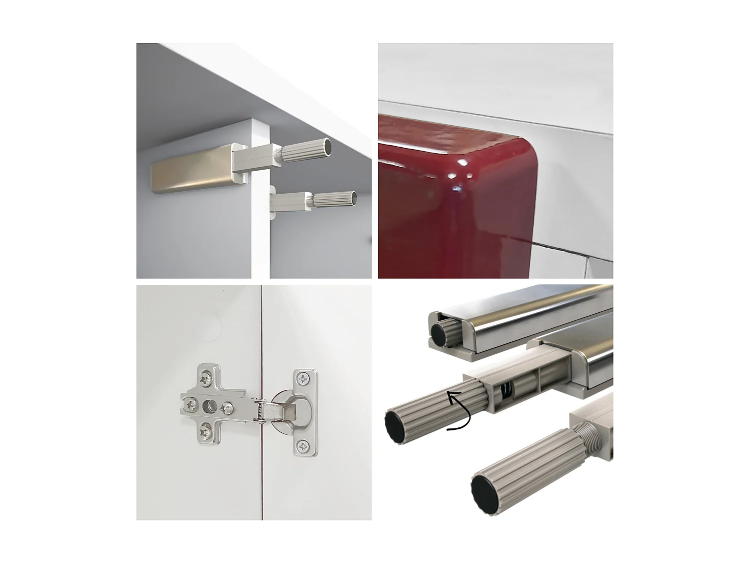 Credenza Rova V3 – Mobile da cucina moderno con 4 ante Push-to-Open bianco opaco / ottica cermento ossido (92,5 x 83.5 x 35)