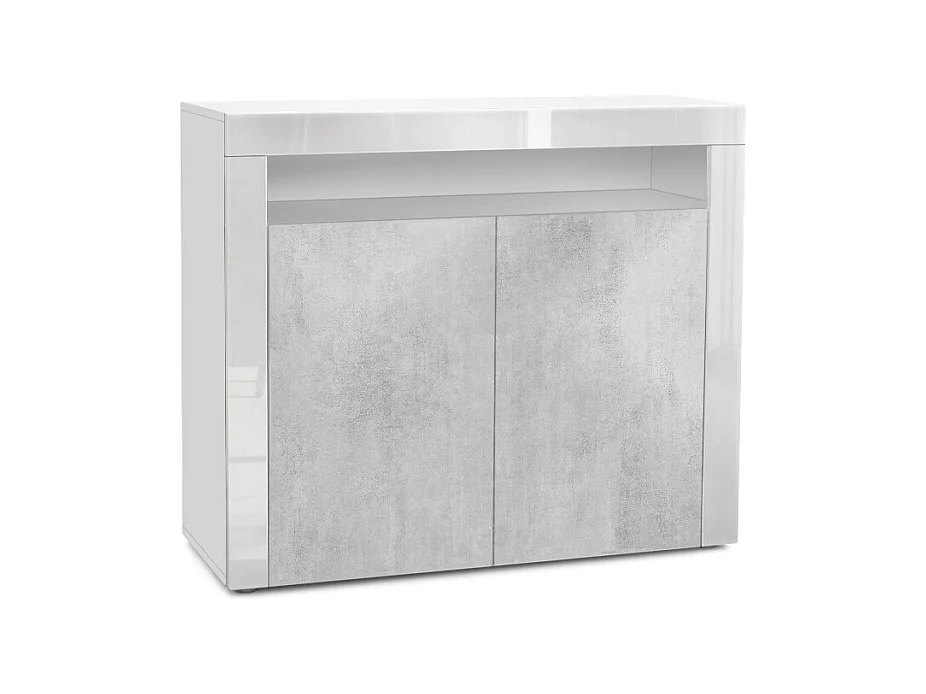 KOMMODE Valencia Beton Oxid Optik/ Weiß Hochglanz