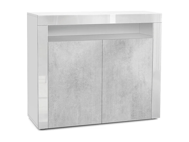 KOMMODE Valencia Beton Oxid Optik/ Weiß Hochglanz