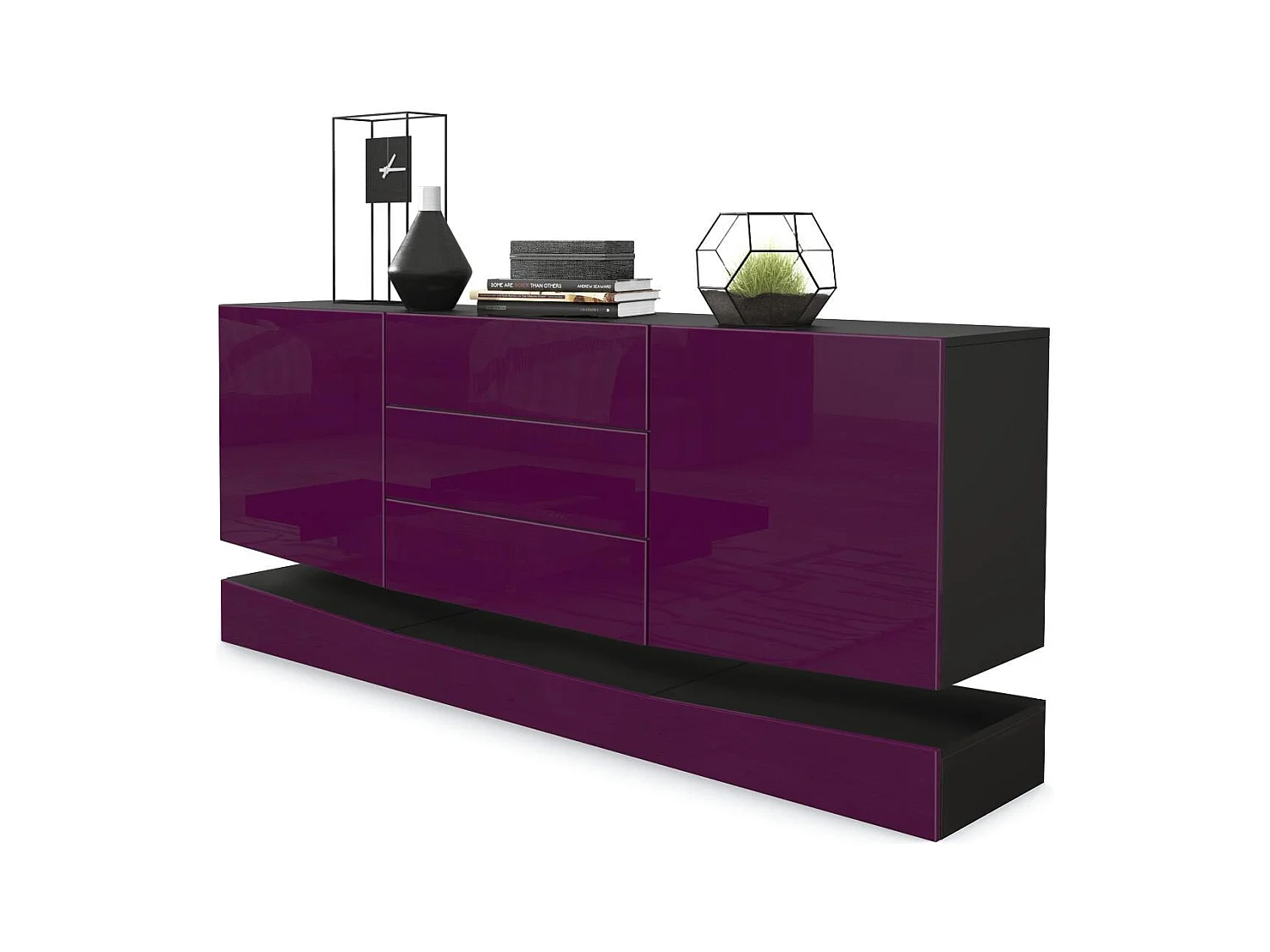 SIDEBOARD City Fronten in Brombeer Hochglanz
