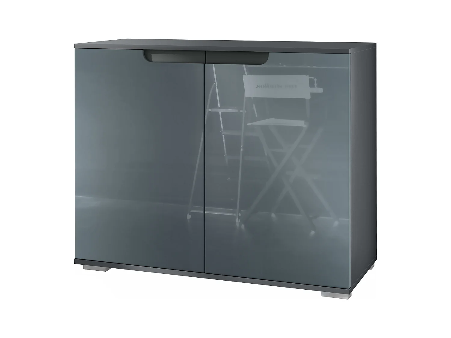 Commode Sylt V3, Buffet de Cuisine Moderne avec 2 Grandes Portes anthracite mat / gris haute brillance (92,5 x 75.5 x 35)