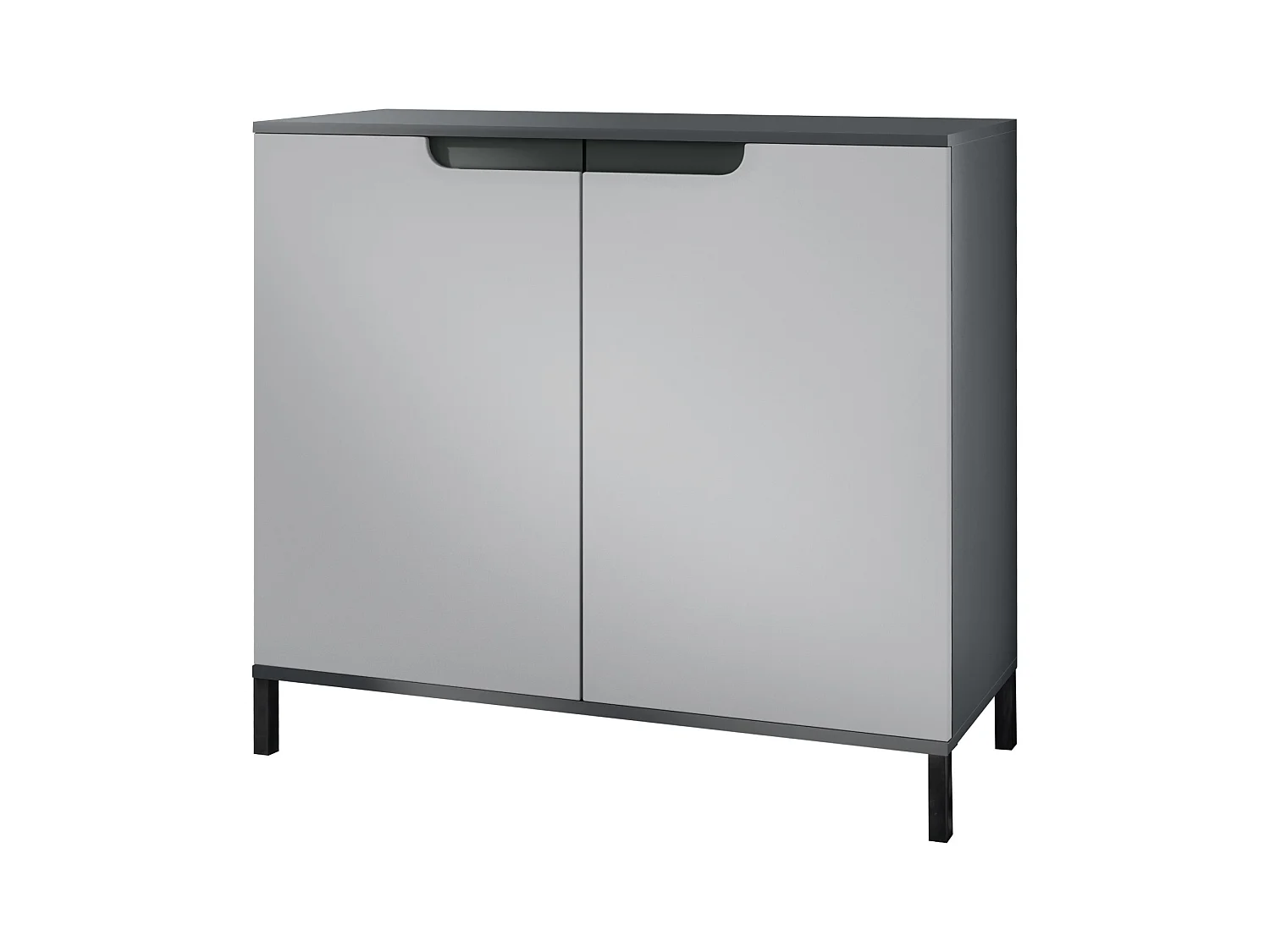Commode Sylt V3, Buffet de Cuisine Moderne avec 2 Grandes Portes anthracite mat / gris clair satiné mat (92,5 x 83.5 x 35)