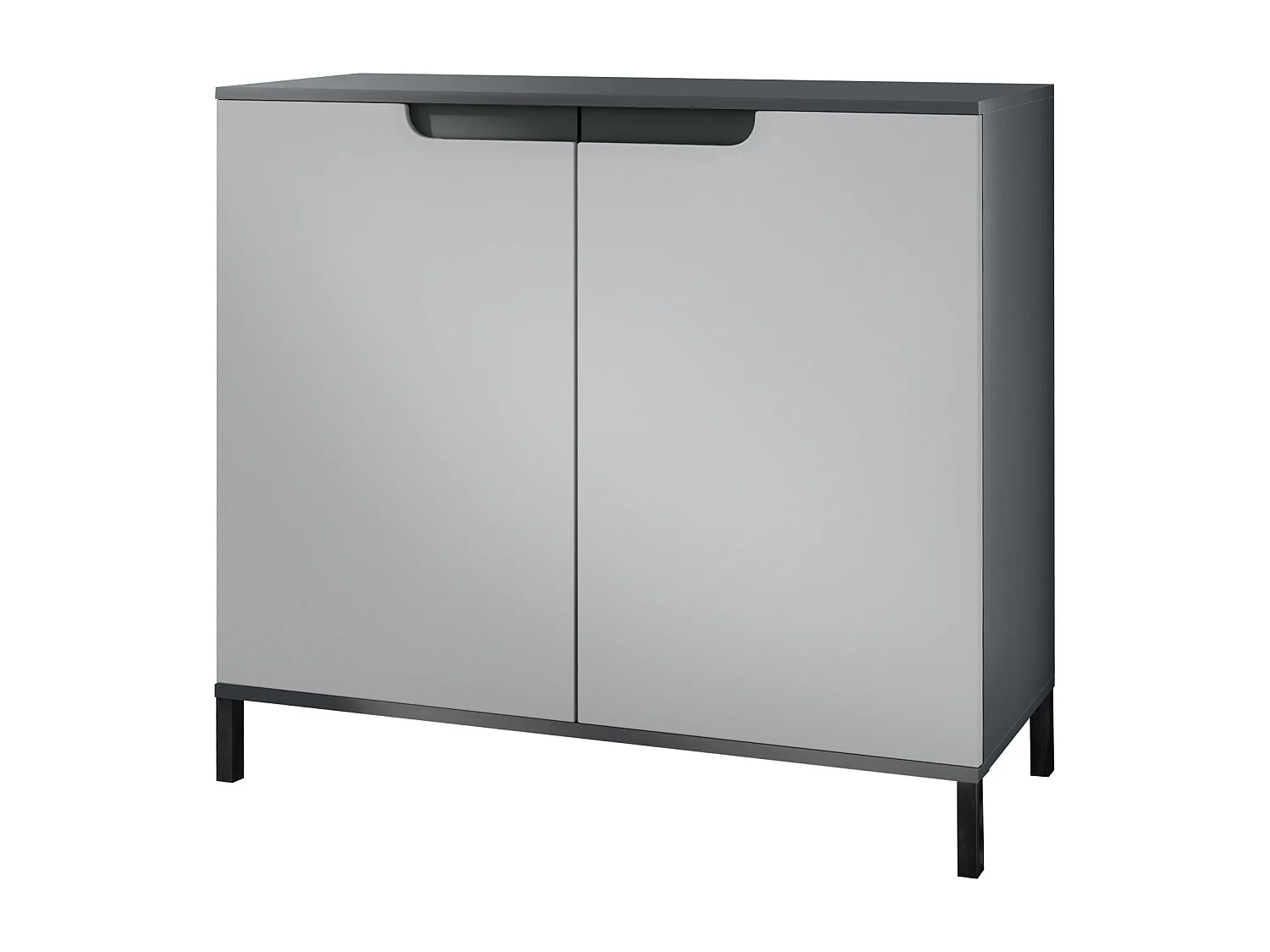 Commode Sylt V3, Buffet de Cuisine Moderne avec 2 Grandes Portes anthracite mat / gris clair satiné mat (92,5 x 83.5 x 35)