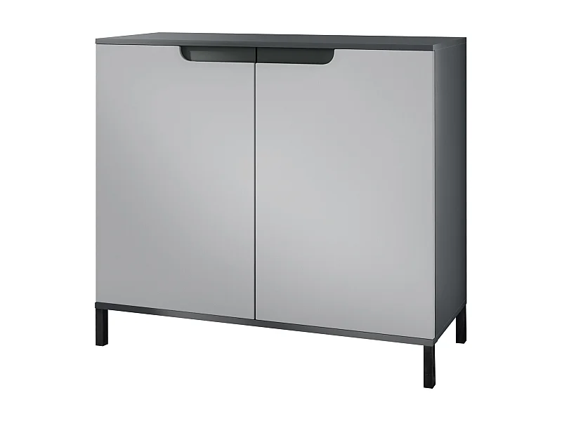 Commode Sylt V3, Buffet de Cuisine Moderne avec 2 Grandes Portes anthracite mat / gris clair satiné mat (92,5 x 83.5 x 35)