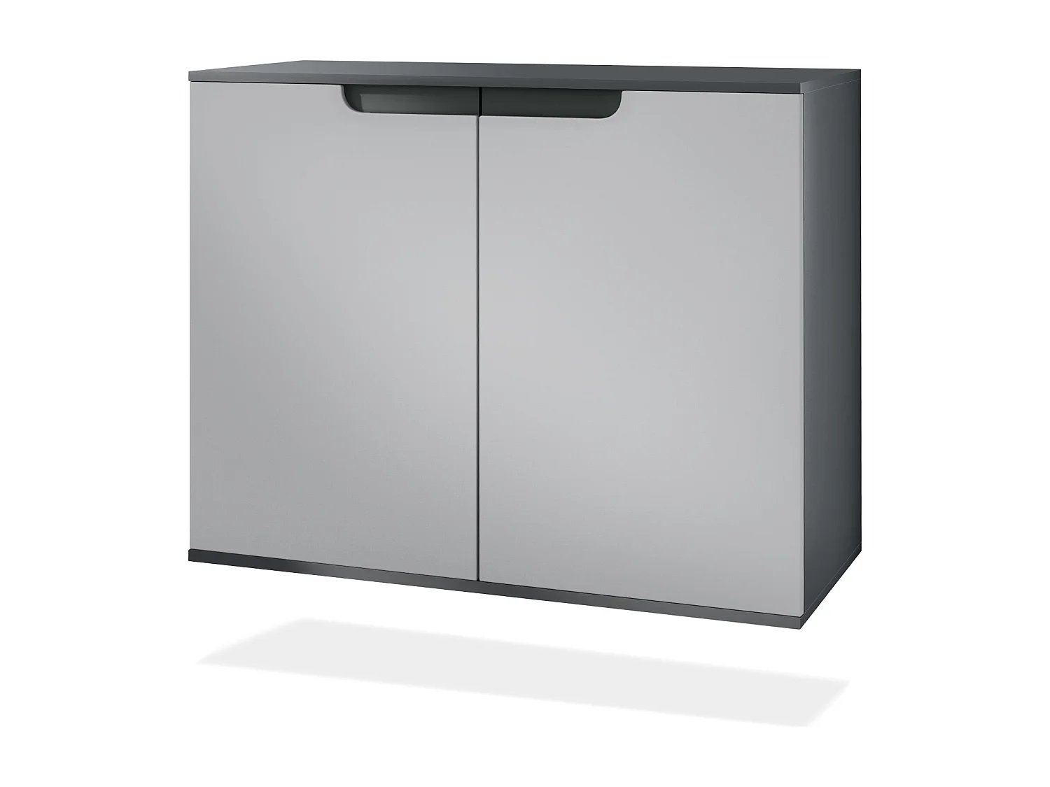 Aparador Sylt V3, Armario de Cocina Moderno con 2 Puertas Grandes antracita mate / gris claro satinado (92,5 x 73.5 x 35)