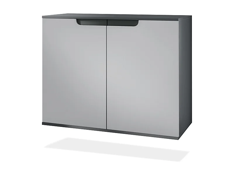 Commode Sylt V3, Buffet de Cuisine Moderne avec 2 Grandes Portes anthracite mat / gris clair satiné mat (92,5 x 73.5 x 35)
