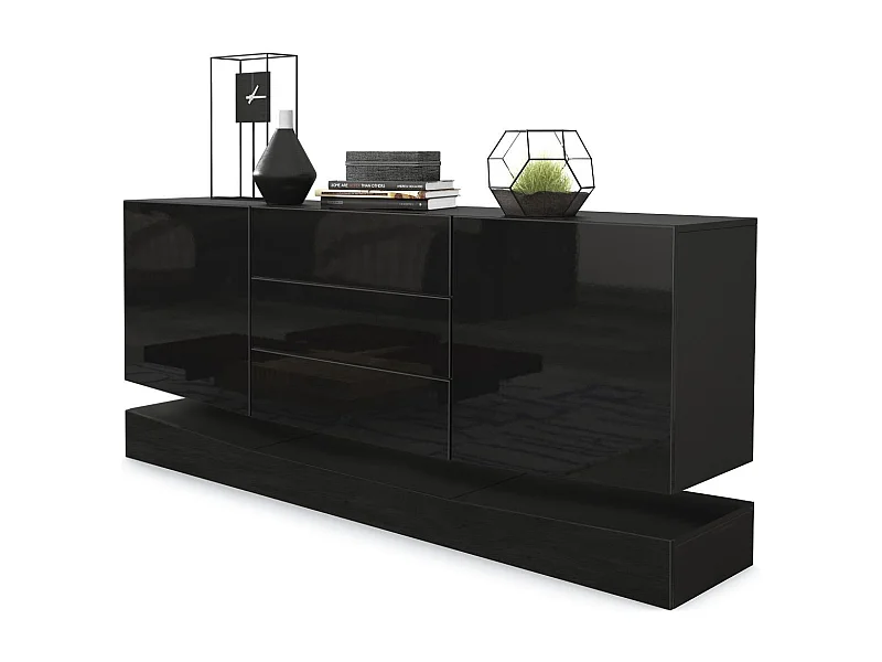 SIDEBOARD City Fronten in Schwarz Hochglanz
