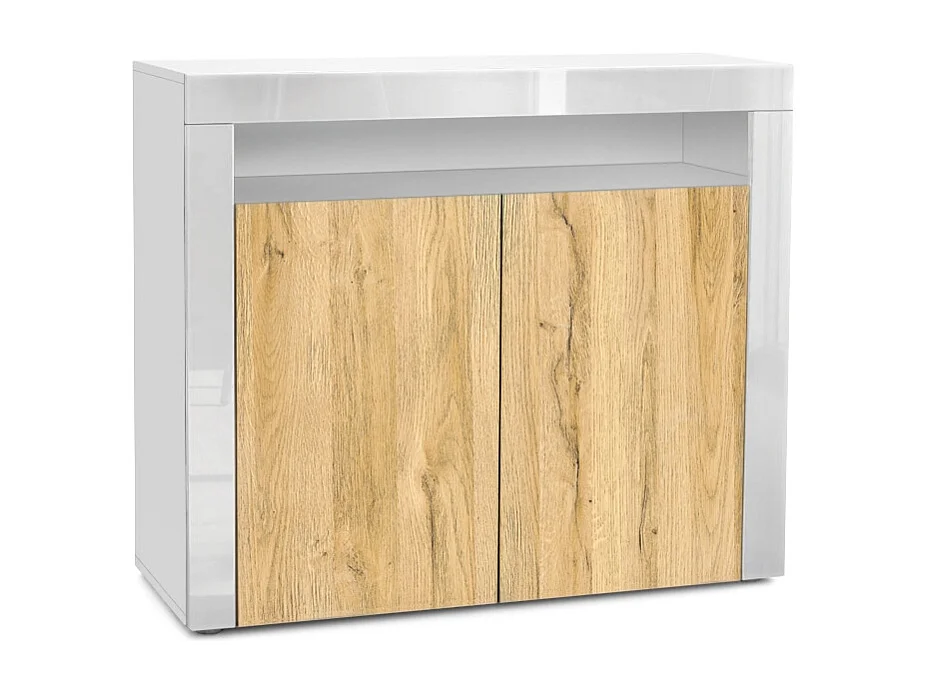 KOMMODE Valencia Eiche Natur/ Weiß Hochglanz