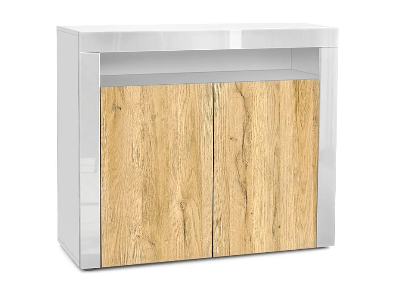 KOMMODE Valencia Eiche Natur/ Weiß Hochglanz