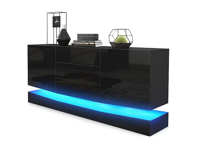 SIDEBOARD City Fronten in Schwarz Hochglanz