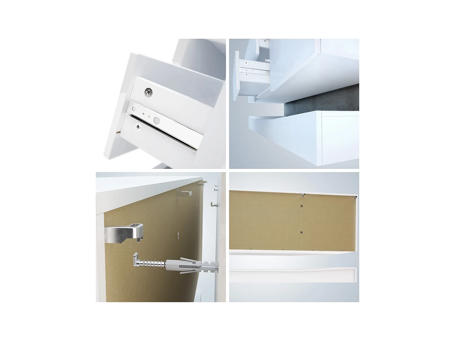 Sideboard City, blanc mat/crème haute brillance - Commode moderne pour votre salon (178 x 72 x 38 cm)