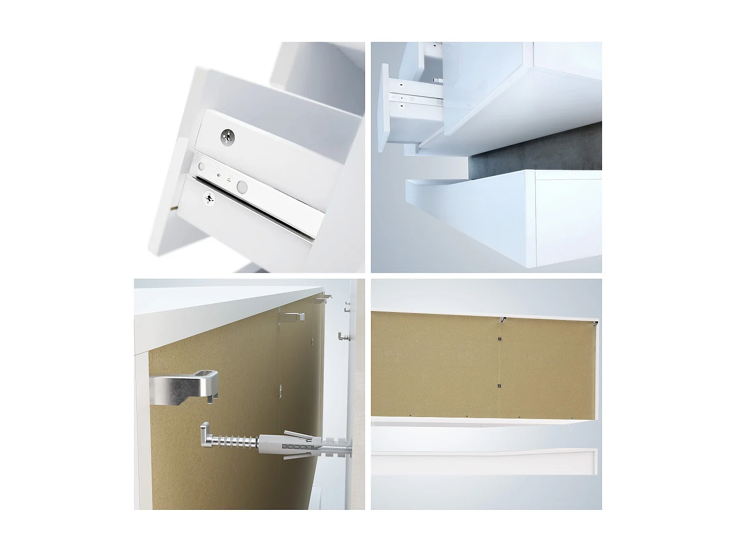 Sideboard City, blanc mat/crème haute brillance - Commode moderne pour votre salon (178 x 72 x 38 cm)