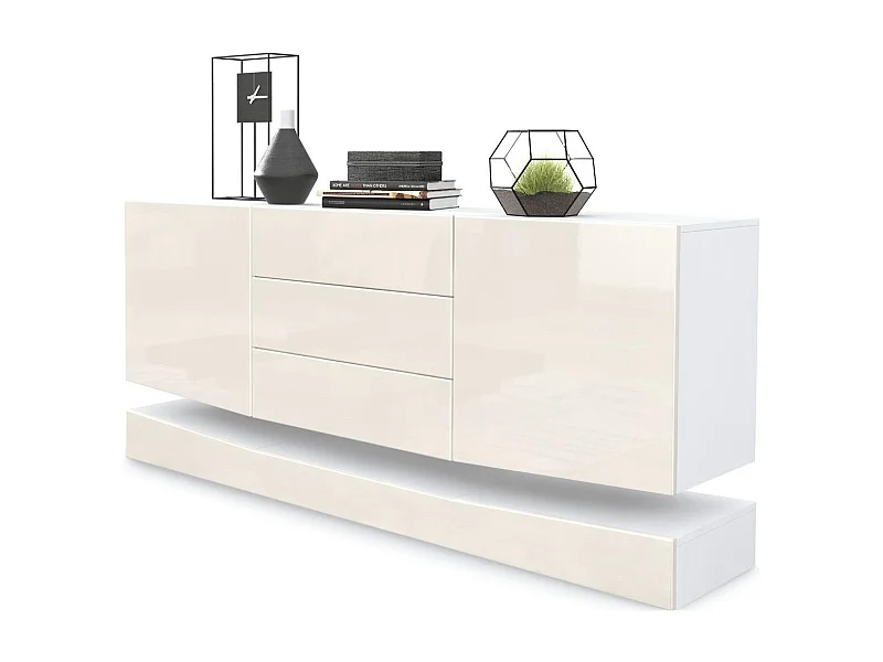 SIDEBOARD City Fronten in Creme Hochglanz