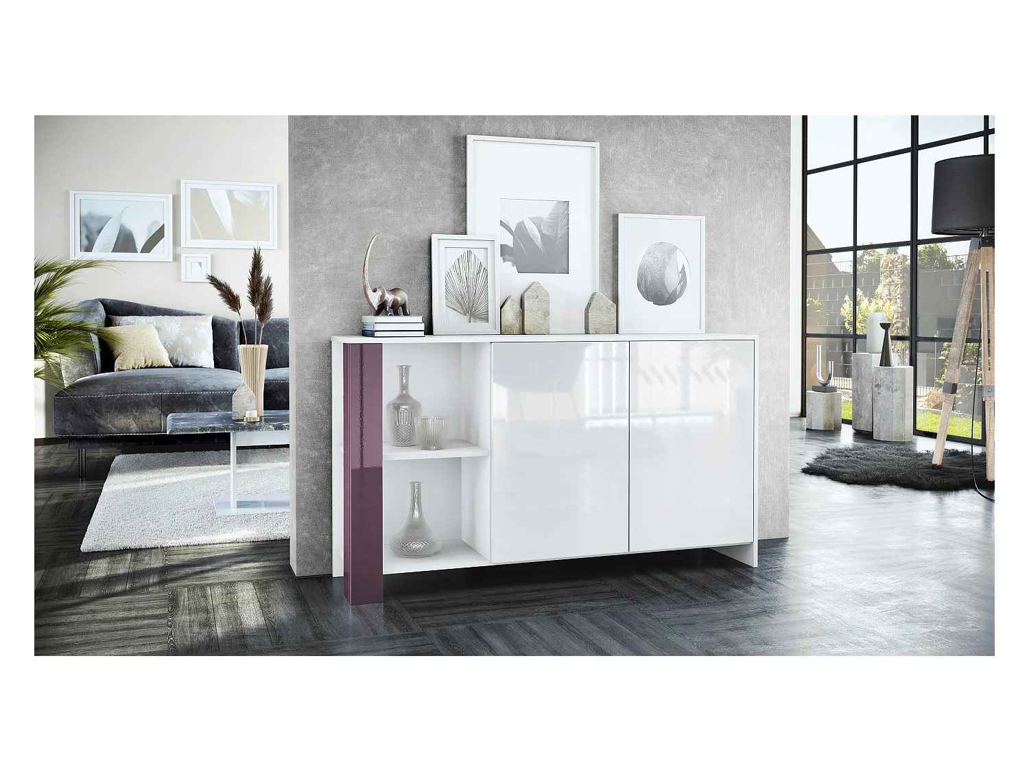 SIDEBOARD Canto Brombeer Hochglanz
