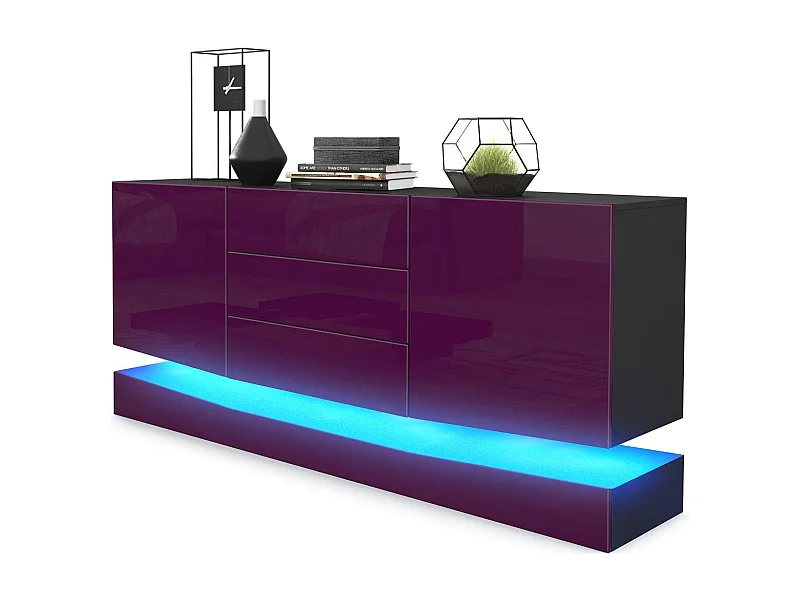 SIDEBOARD City Fronten in Brombeer Hochglanz