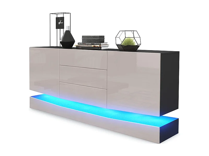SIDEBOARD City Fronten in Sandgrau Hochglanz