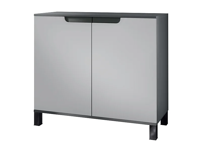 Credenza Sylt V3, Mobile da Cucina Moderno con 2 Grandi Ante antracite opaco  / grigio chiaro semilucido (92,5 x 84.5 x 35)